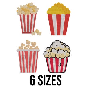 Pop Corns Embroidery Design - Popped Corn Bag Embroidery Design - Pop Corn Box Embroidery Design - Machine Embroidery Design Files - 6 Sizes