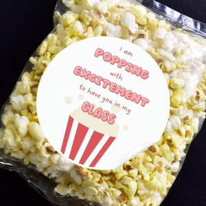 Popping With Excitement Stickers, Popcorn Teacher Tag, Instant Download Teacher Tags, Printable Back to School Tag, First Day of School tag