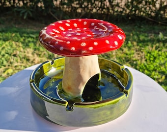 Handmade Ceramic Mushroom Ashtray - Cottagecore Home Decor