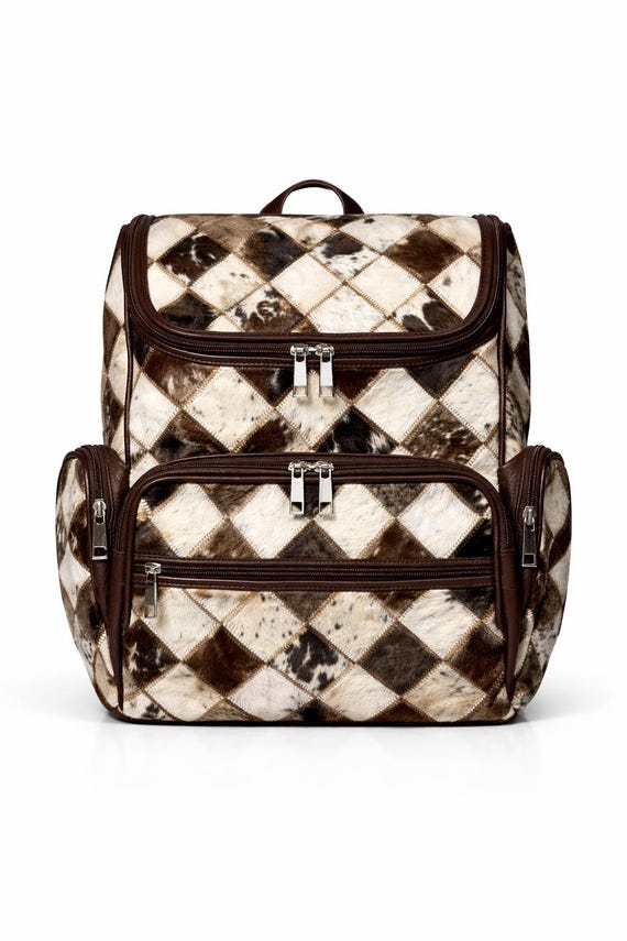 diamond cowhide leather backpack Women's design Tomorrow Closet leather goods Genuine full Handmade Cowhide Hairon Backpack |