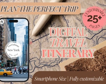 Digital Travel Itinerary Template | Mobile Itinerary | Travel Schedule | Trip Itinerary | Traveling Guide | Trip Itinerary Canva