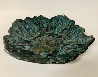 Handmade Pottery Bowl, Handmade Ceramic Bowl, Blue Azure Freeform Bowl