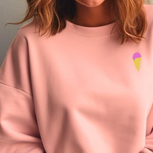 Sweatshirt Damen I Damen Pullover I Pulli Damen I Streetwear Kleidung I gestickte Eiswaffel I Pulli I Geschenk für Frauen