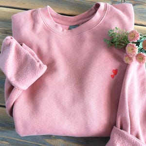 Sudadera mujer, jersey mujer, jersey rosa mujer, jersey corazón, regalo navidad, jersey bordado, regalo, día de la madre, jersey con corazones