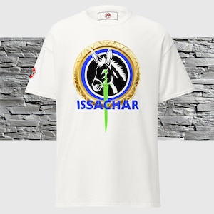 Issachar Tribe Inspired T-Shirt | Donkey Emblem with Sword Graphic | Tribal Heritage Symbol Shirt | Bold Gift Apparel for Men and Women