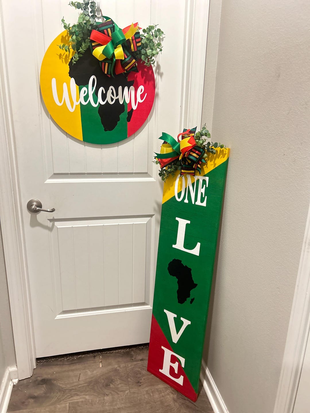 Pan-african Welcome Wreath With Africa Design and Matching One Love ...