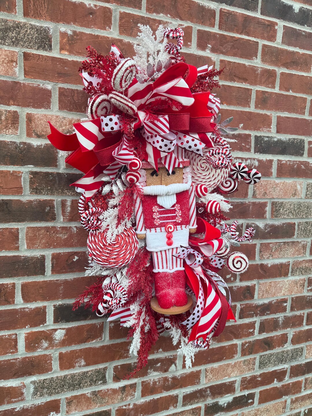 Gingerbread Nutcracker Christmas Swag: Peppermint Candy Cane Wreath - Etsy