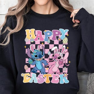 Stitch Angel Easter Day Shirt, Happy Easter Sweatshirt, Disney Easter Tee, Stitch Bunny Shirt, Angel Bunny Shirt, Easter Disney Trip Sweat