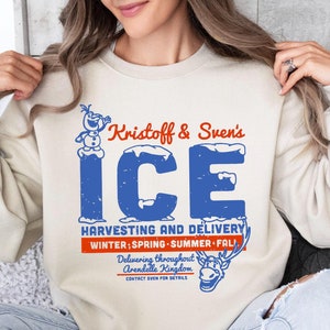 Disney Frozen Kristoff Sven&#39;s Ice T-Shirt, Disneyland Olaf Arendelle Kingdom Sweatshirt, Harvesting And Delivery Tee, Disney Frozen Shirt