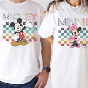 Disney Mickey Minnie Checkered T-Shirt, Disney Family Trip Shirt, Disneyland Vacation Shirts, Disney Couple Shirts, Disneyworld Matching Tee
