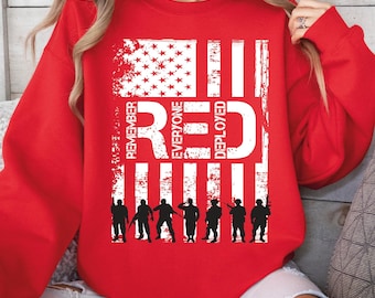 Wir tragen Rot Denken Sie daran, Jeder Bereitgestellte Hemd Amerikanische Flagge Wir veteran T-Shirt, Amerikanische Flagge Militär Sweatshirt, Am Freitag Tragen wir Rotes Hemd