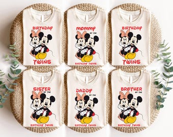 Disney Micky und Minnie Geburtstag Zwillinge Shirt, Benutzerdefinierte Geburtstagskind Jungen T-Shirt, Disneyland Geburtstagsparty Shirt, Disney Geburtstagsreise Shirt