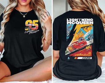 Vintage shirt van Lightning McQueen 95, shirt Disney Cars film, shirt Disney familie vakantie, shirt Radiator Springs, shirt Cars Land