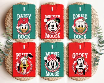 Mickey Friends Christmas Shirt, Disney Family Xmas Matching Shirt, Disneyland Christmas Holiday Shirt, Santa Hat Disney Xmas Vacation Tee