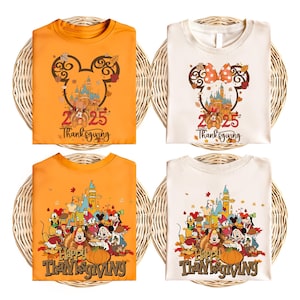 Camiseta de Acción de Gracias de Mickey Friends, camiseta de viaje de otoño de Disney 2025, camiseta a juego de Acción de Gracias familiar de Disneyland, camiseta de calabaza de Disney