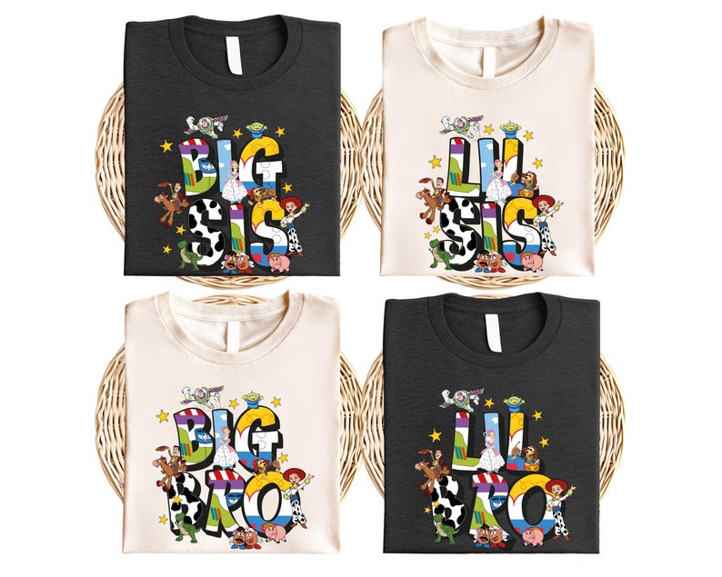 Toy Story Family Name Shirt, Disney Big Bro-Sis Lil Bro-Sis Sibling Outfit, Woody and Friends Matching Sweatshirt, Disney Family Trip Tee