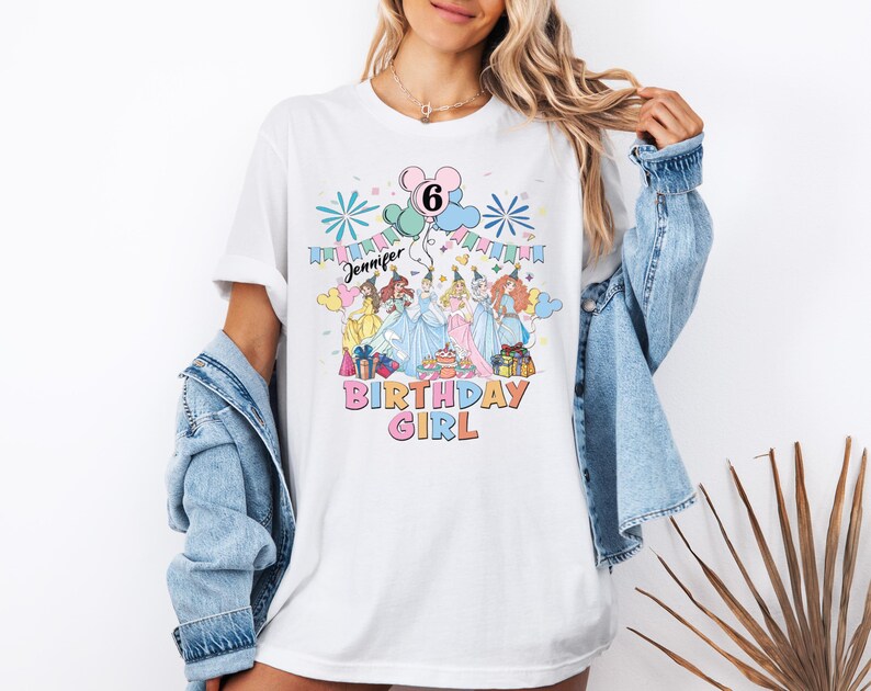 Custom Name Princess Shirt, Disney Princess Birthday T-Shirt, Disney Birthday Girl Tee, Elsa and Friends Sweatshirt, Birthday Party Sweat