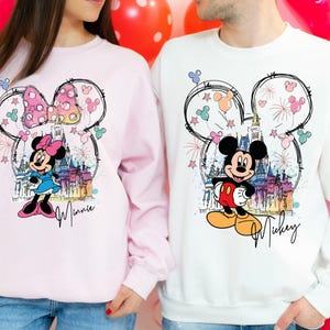 Mickey und Minnie Paar Liebe Shirt, Disney Valentinstag Shirt, Disneyland Flitterwochen Shirt, Magic Kingdom T-Shirt, Disney Schloss passende T-Shirt