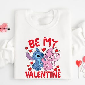 Dİsney Be Mine Valentine Sweatshirt, Stitch And Angel Be Mine Valentine Shirt, Happy Valentines Day T-Shirt, Husband and Wife Shirt