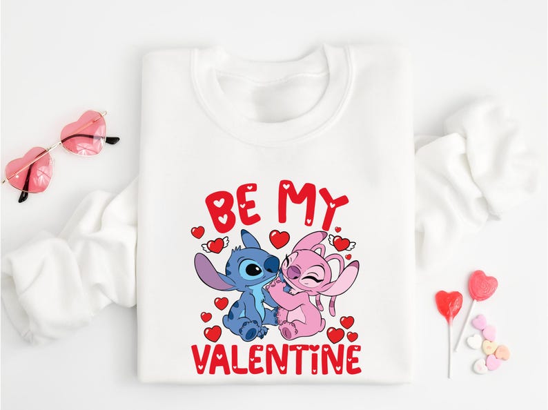 Dİsney Be Mine Valentine Sweatshirt, Stitch And Angel Be Mine Valentine Shirt, Happy Valentines Day T-Shirt, Husband and Wife Shirt
