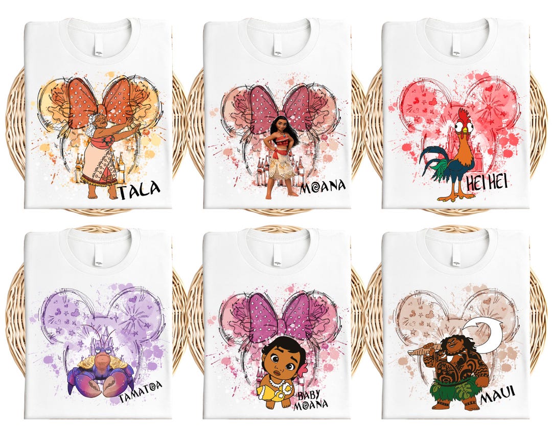 Princess Moana Characters Shirt, Disney Maui Hei Hei Pua Shirt, Disneyland  Trip Matching Tee, Moana Princess Shirt, Disneyworld Castle Shirt
