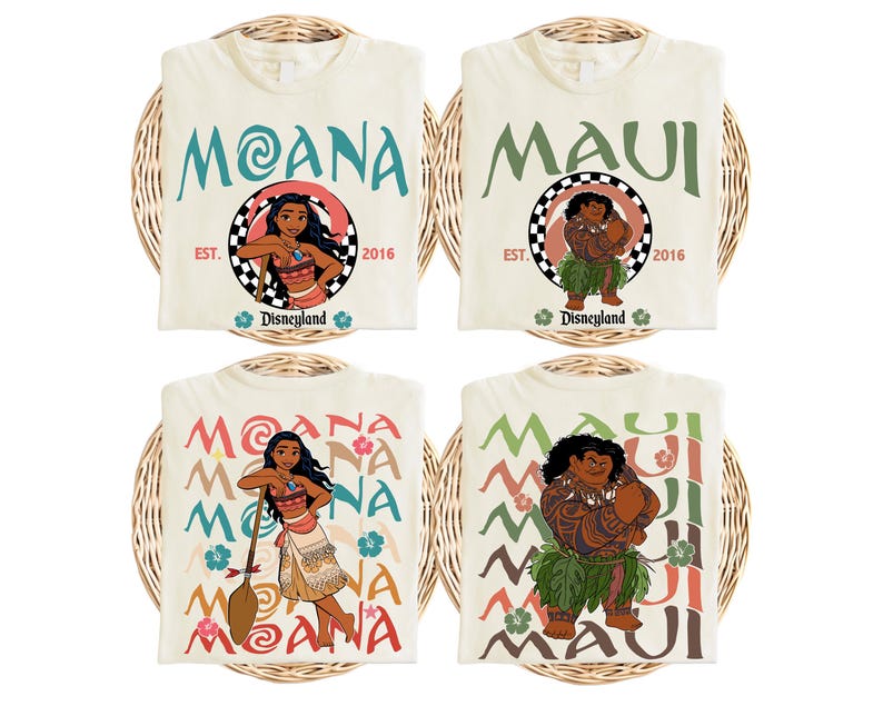 Princess Moana Characters Sweatshirt, Disney Hei Hei Pua Maui Tala Simea Hoodie, Disneyland Family Vacation Sweater, Disney Trip 2026 Sweat