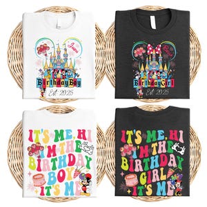 Custom Disney Castle Birthday Shirt, It&#39;s Me Hi I&#39;m The Birthday Giri and Boy Shirt, Disneyland Birthday Vacation Shirt, Birthday Squad Tee