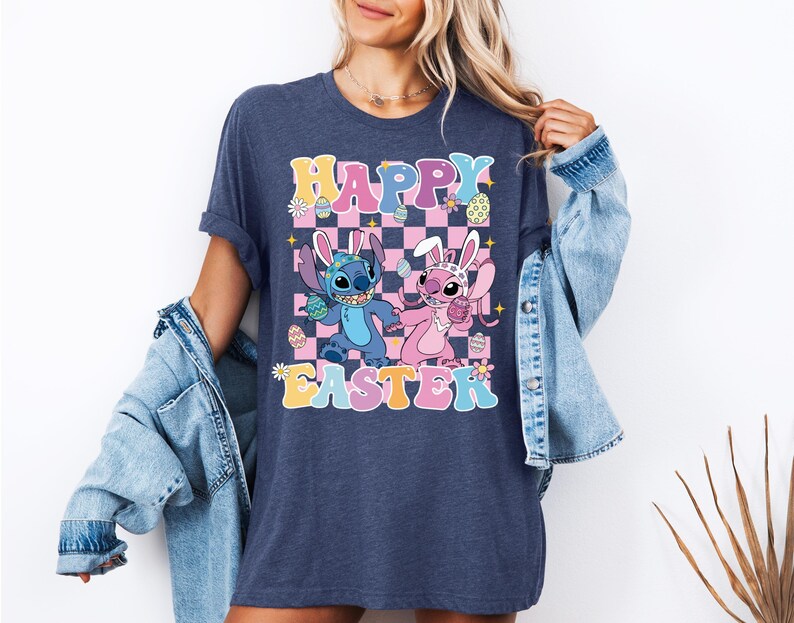 Stitch Angel Easter Day Shirt, Happy Easter Sweatshirt, Disney Easter Tee, Stitch Bunny Shirt, Angel Bunny Shirt, Easter Disney Trip Sweat