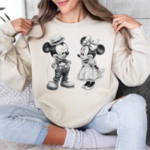 Vintage Mickey und Minnie Shirt, Disney Klassiker Mickey Minnie Sketch Shirt, Disneyland Familien Reise T-Shirt, Disneyworld Urlaub Sweatshirt