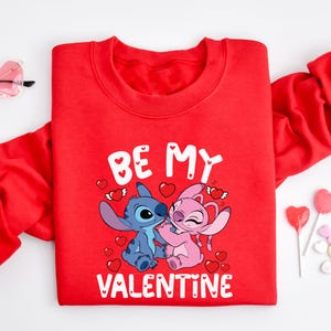 Dİsney Be Mine Valentine Sweatshirt, Stitch And Angel Be Mine Valentine Shirt, Happy Valentines Day T-Shirt, Husband and Wife Shirt