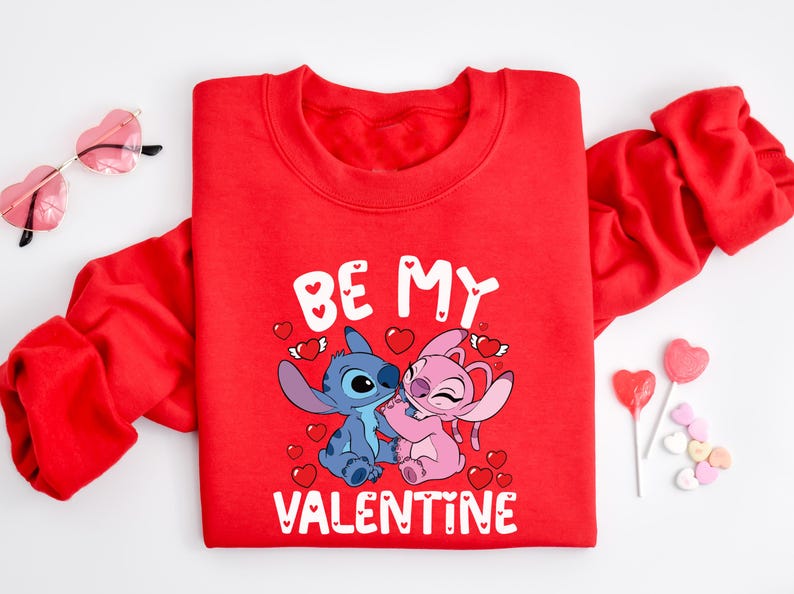 Dİsney Be Mine Valentine Sweatshirt, Stitch And Angel Be Mine Valentine Shirt, Happy Valentines Day T-Shirt, Husband and Wife Shirt