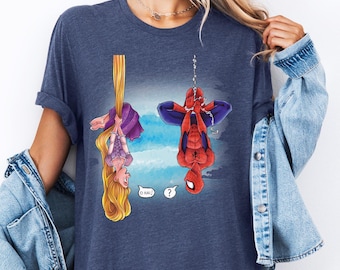 Chemise Spiderman et Raiponce, T-shirt assorti Princes et Avengers Disney, T-shirt Disney emmêlé drôle, T-shirt pour vacances en famille Disneyland