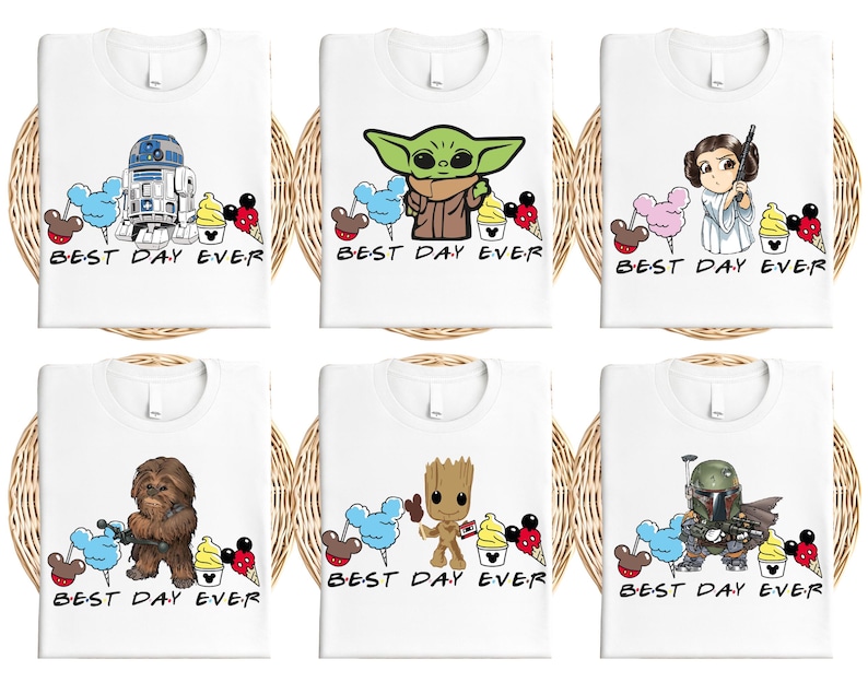 Disney Star Wars Best Day Ever Shirt, Baby Yoda Groot Chewbacca Shirt, Disneyland Family Vacation Shirt, Walt Disney World Trip Shirt