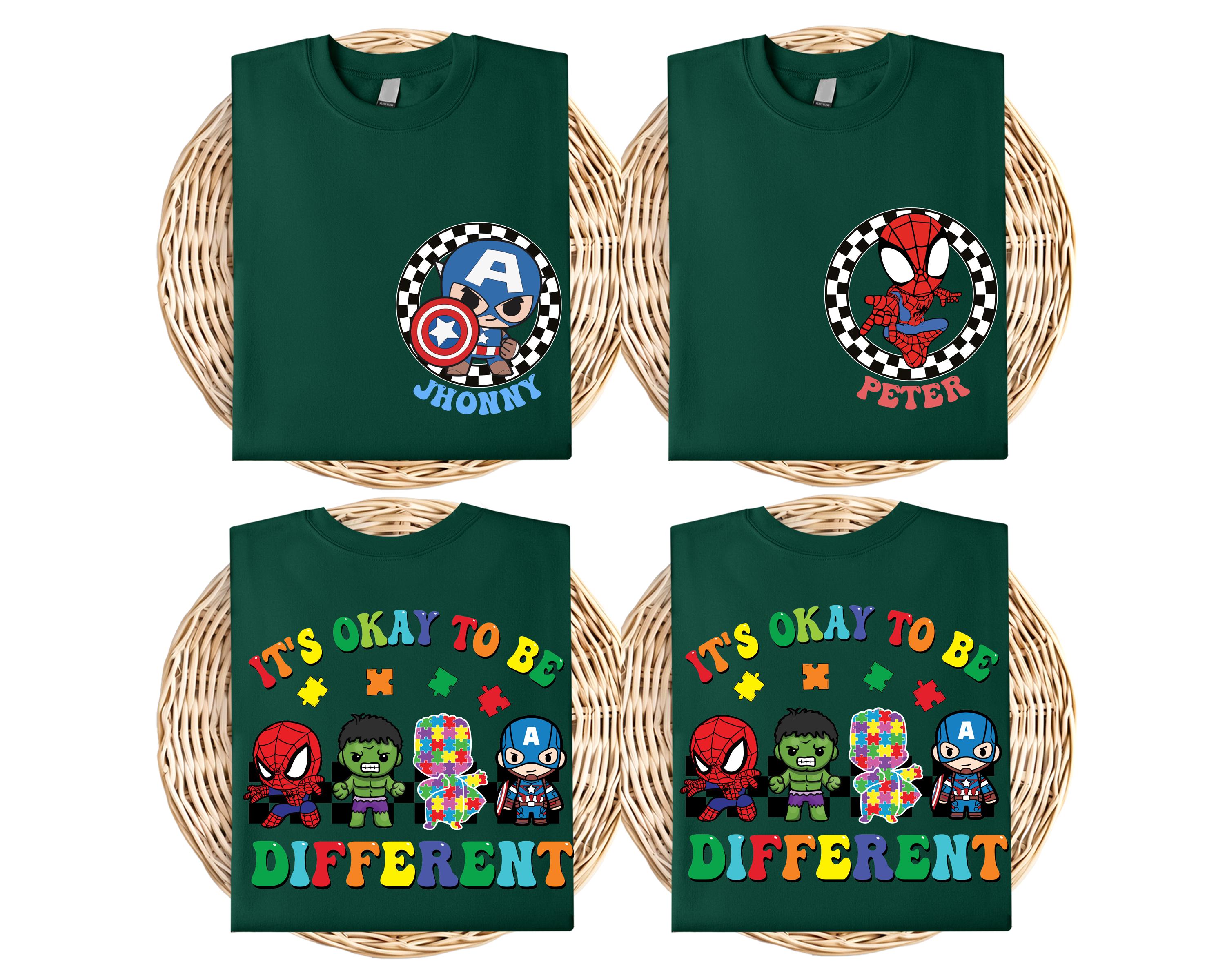 Custom Name Superhero Autism Shirt, Autism Awareness Avengers T-shirt ...