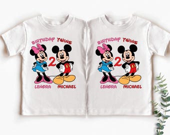 Disney Birthday Twins Shirt, Minnie and Mickey Twins Birthday Tee, Mickey Twins Birthday Party Tee, Twin Brothers Birthday Family Trip Shirt