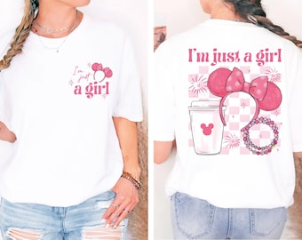 Minnie I'm Just a Girl Shirt, Disney Girls Trip Shirt, Pink Girly Disney T-Shirt, Disneyland Summer Vacation Shirt, Magic Kingdom Tee