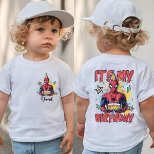 Aangepaste naam Spiderman verjaardagsshirt, het is mijn verjaardag shirt, feestvarken T-shirt, Spiderman feestshirt, Disney familie verjaardag shirts
