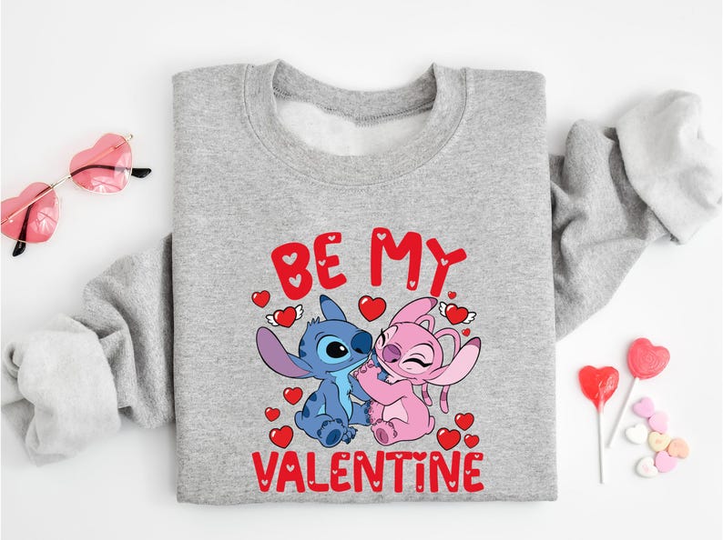 Dİsney Be Mine Valentine Sweatshirt, Stitch And Angel Be Mine Valentine Shirt, Happy Valentines Day T-Shirt, Husband and Wife Shirt