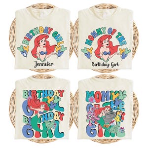 Custom Ariel Birthday Girl Shirt, Little Mermaid Matching Family Tee, Disney Princess Birthday Sweater, Family Matching Birthday Trip Shirt