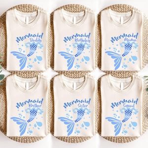 Benutzerdefinierte Meerjungfrau Familie Shirt, Mermaid Squad Shirts, Meerjungfrau-Geburtstags-Party-Shirt, Geburtstagskind passendes Shirt, unter dem Meer Shirts