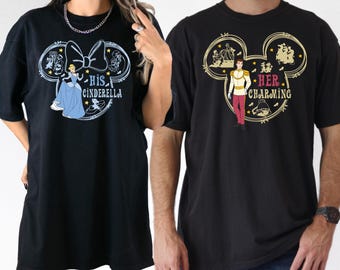Princess Cinderella And Prince Charming Valentine's Day Shirt, Disneyland Honeymoon Shirt, Disney Couple T-Shirt, Disney Valentine's Shirt