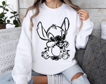 Disney Stitch Shirt, Disneyland Stitch and Mickey T-Shirt, Lilo & Stitch Tee, Disney Stitch Plays With Mickey Doll Shirt, Cute Stitch Shirt