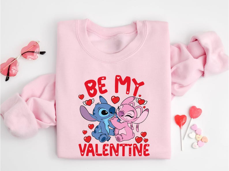 Dİsney Be Mine Valentine Sweatshirt, Stitch And Angel Be Mine Valentine Shirt, Happy Valentines Day T-Shirt, Husband and Wife Shirt