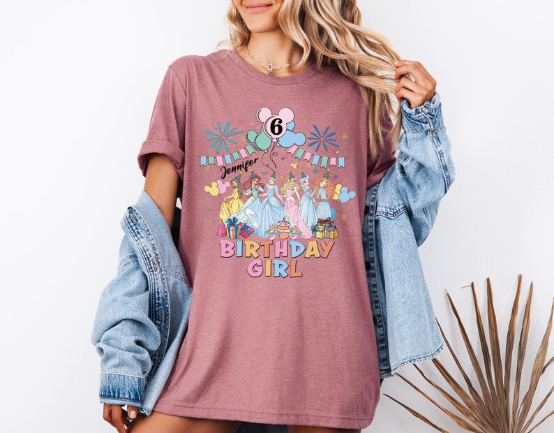 Custom Name Princess Shirt, Disney Princess Birthday T-Shirt, Disney Birthday Girl Tee, Elsa and Friends Sweatshirt, Birthday Party Sweat