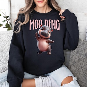 Moo Deng-babyshirt, pygmee-nijlpaard Moo Deng-babyshirt, Moo Deng springkussen in Thais nijlpaardshirt, T-shirt nijlpaardliefhebber, shirt beroemde dieren