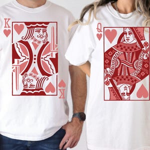 Camiseta Rainha e Rei de Copas, Camiseta de Casal Amorosa Combinando Cartas de Baralho, Camiseta de Jogo de Cartas de Baralho, Presente de Aniversário de Casamento