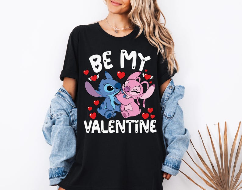 Dİsney Be Mine Valentine Sweatshirt, Stitch And Angel Be Mine Valentine Shirt, Happy Valentines Day T-Shirt, Husband and Wife Shirt