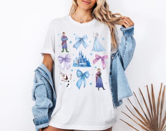 Disney Coquette Frozen Shirt, Princess Elsa and Anna Bow Shirts, Kristoff and Olaf Shirt, Disney Girls Trip Shirt, Magical Castle T-shirt
