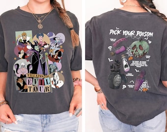 Disney Bösewichte The Evil Tour T-Shirt, Halloween Bösewicht Shirt, Ursula & Maleficent Shirt, Disney World Mädchen Pullover, Disney Hexen T-Shirt