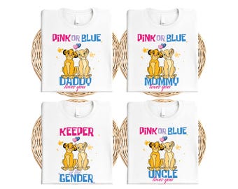 Pink or Blue Simba and Nala Shirt, Disney Keeper Of The Gender Shirt, Disney Family Baby Shower Party Shirt, Boy or Girl Shirt, New Mom Tee